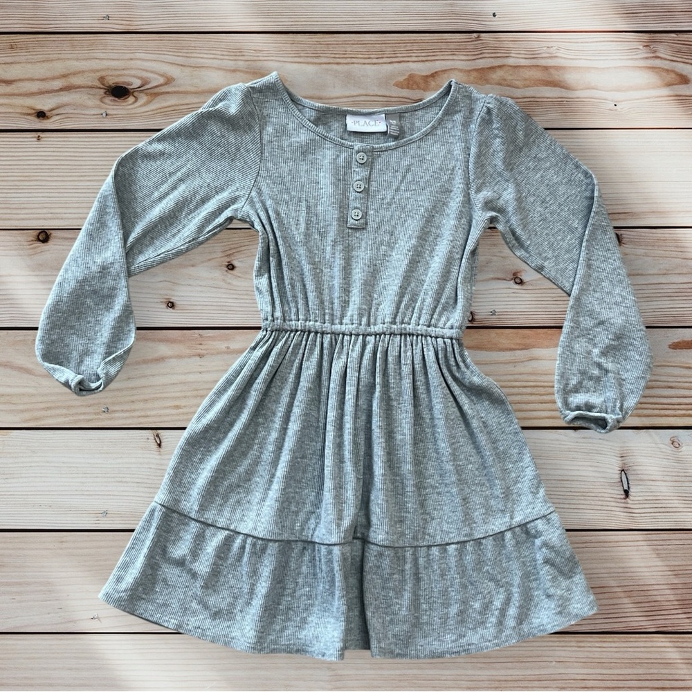 The Children's Place Gray Long Sleeve Dress Casual Comfy Stretchy Small